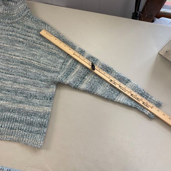 J Crew Chunky Wool Sweater Womens Small Blue Marled High Neck Boxy Crop Oversize - Picture 5 of 13